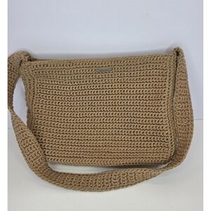 The‎ Sak Medium Beige Brown Crochet Shoulder Boho Hippie Classic Purse